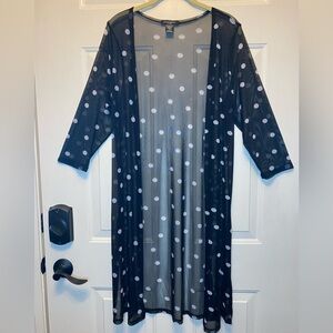 Love Cameron Los Angeles Sz M Sheer Black Polka Dot Open Long Cardigan Top Cover